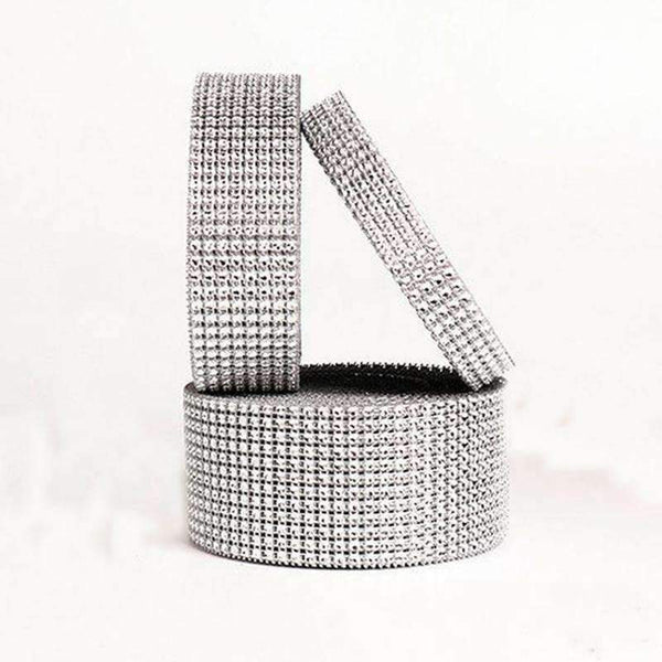 Planet Gates 10 Yards Silver Plastic Diamond Rhinestone Wrap Ribbon Wedding Party Home Decoration Event Party Supplies DIY Accessories