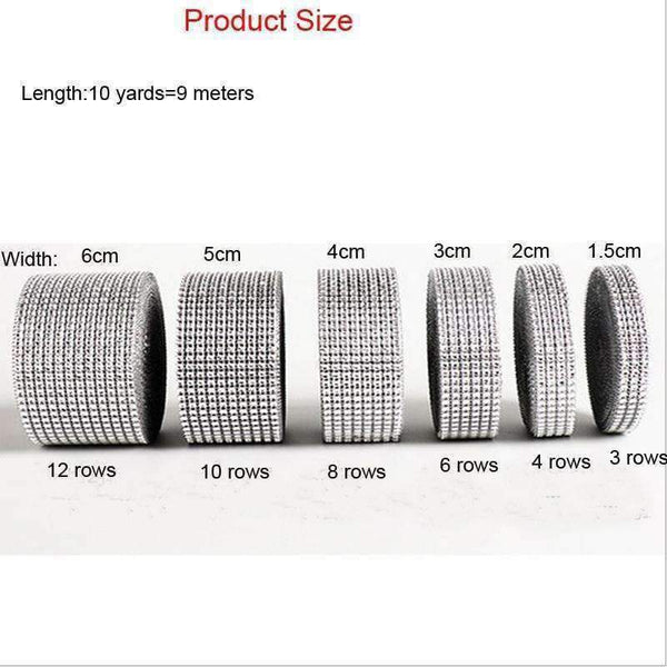Planet Gates 10 Yards Silver Plastic Diamond Rhinestone Wrap Ribbon Wedding Party Home Decoration Event Party Supplies DIY Accessories