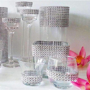 Planet Gates 10 Yards Silver Plastic Diamond Rhinestone Wrap Ribbon Wedding Party Home Decoration Event Party Supplies DIY Accessories