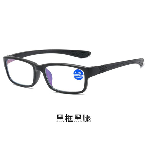 Planet Gates +100 / black Reading Glasses Men Women Sports Anti-blue Light Reading Eyewear Black Red TR90 Frame Presbyopia Eyeglasses +100 to+400 glasses