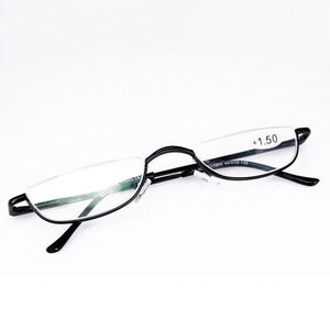Planet Gates +100 / Black Seemfly Fashion Style Small Half Frame Reading Glasses Ultralight Clear Presbyopic Glasses Portable Gift For Old Men And Women