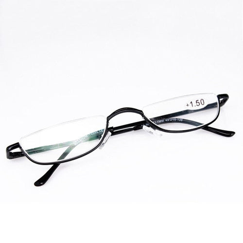 Planet Gates +100 / Black Seemfly Fashion Style Small Half Frame Reading Glasses Ultralight Clear Presbyopic Glasses Portable Gift For Old Men And Women