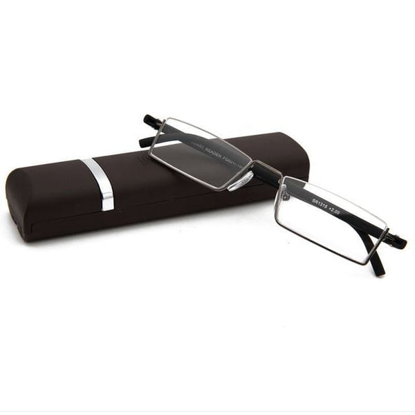 Planet Gates +100 / black with box 2021 Men Half Frame Comfy Light Reading Glasses Portable Fashion Unisex Eyewear Degree +1+1.5+2+2.5+3+3.5+4 Presbyopic Glasses