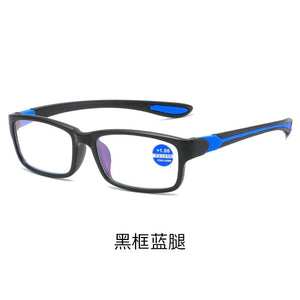 Planet Gates +100 / blue Reading Glasses Men Women Sports Anti-blue Light Reading Eyewear Black Red TR90 Frame Presbyopia Eyeglasses +100 to+400 glasses