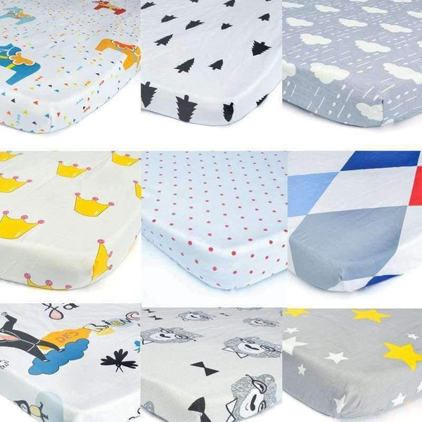 Planet Gates 100% Cotton Crib Fitted Sheet Soft Baby Bed Mattress Cover Protector Cartoon Newborn Bedding For Cot Size 130*70cm