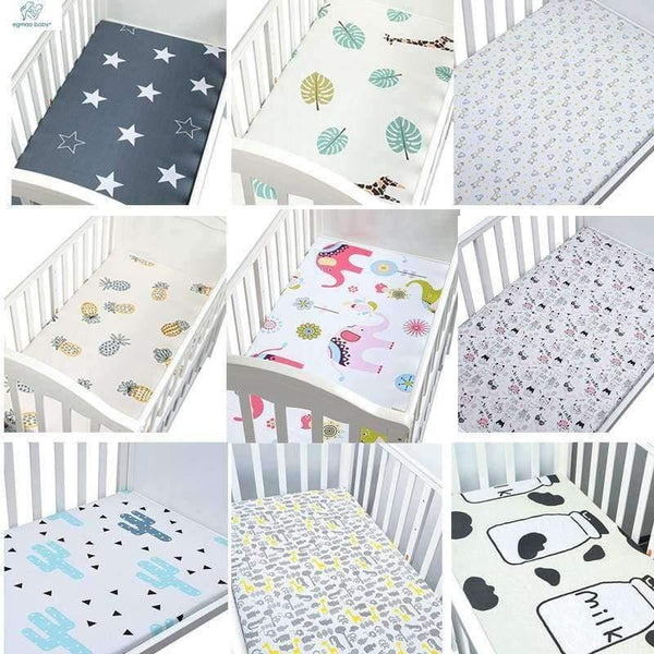 Planet Gates 100% Cotton Crib Fitted Sheet Soft Breathable Baby Bed Mattress Cover Potector  Cartoon Newborn Bedding For Cot Size 130*70cm