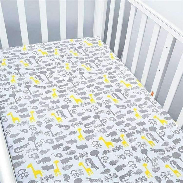 Planet Gates 100% Cotton Crib Fitted Sheet Soft Breathable Baby Bed Mattress Cover Potector  Cartoon Newborn Bedding For Cot Size 130*70cm