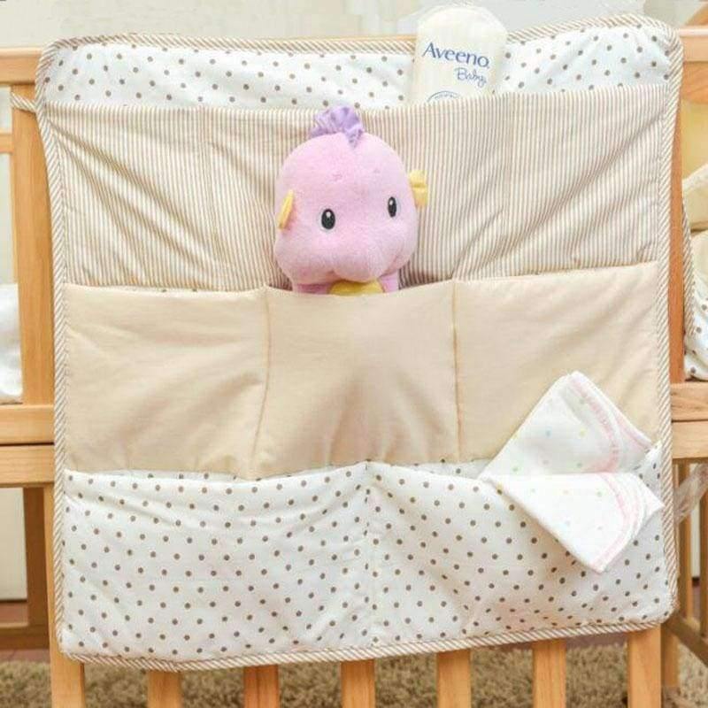 Planet Gates 100%Cotton Crib Organizer Baby Cot Bed Hanging Storage Bag Toy Diaper Pocket for Newborn Crib Bedding Set Accessories