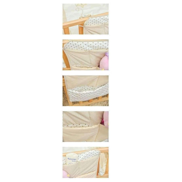 Planet Gates 100%Cotton Crib Organizer Baby Cot Bed Hanging Storage Bag Toy Diaper Pocket for Newborn Crib Bedding Set Accessories