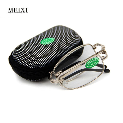 Planet Gates +100 / Glass lenses Hot Foldable Clear Men Women Reading Glasses Grid Case with Belt Clip Presbyopic +1.0+1.5+2.0+2.5+3.0+3.5 +4.0