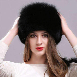 Planet Gates 100% Natural Fox Fur Hats for Women with Leather Top Mongolian Princess Hat with Pompom Fox Fur Hat Female Winter