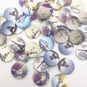 Planet Gates 100 pcs  Color 3 50/100pcs Mix Style Wooden Buttons Fit Sewing Scrapbooking Decoration 20mm W477