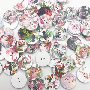 Planet Gates 100 pcs  Color4 50/100pcs Mix Style Wooden Buttons Fit Sewing Scrapbooking Decoration 20mm W477