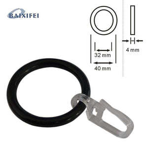 Planet Gates 100 Pcs D40mm Plastic Ring and Hook  , Curtain Rod Rings for Window Decoration