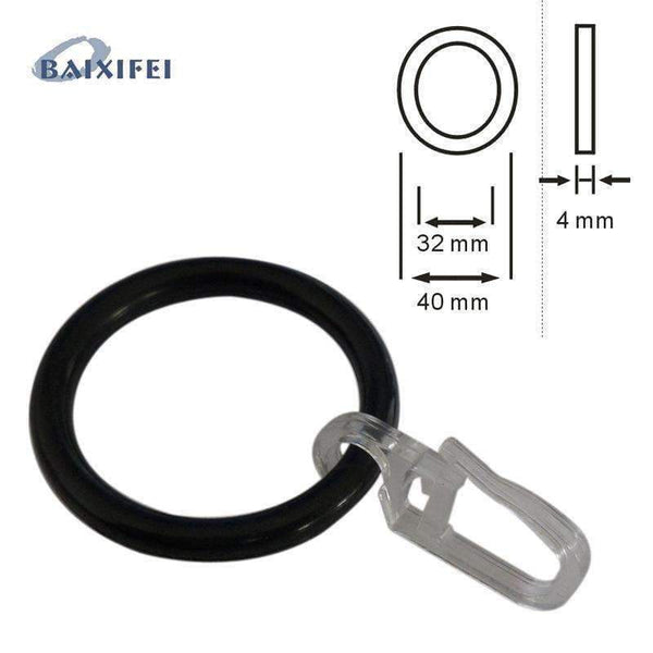 Planet Gates 100 Pcs D40mm Plastic Ring and Hook  , Curtain Rod Rings for Window Decoration
