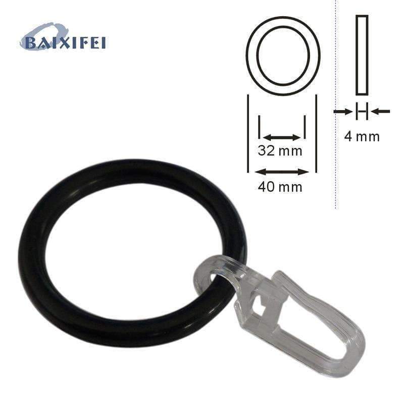 Planet Gates 100 Pcs D40mm Plastic Ring and Hook  , Curtain Rod Rings for Window Decoration