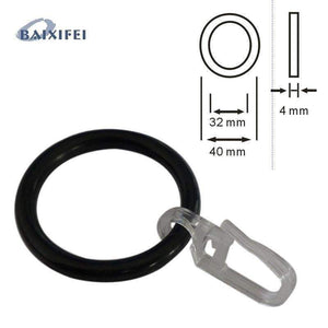 Planet Gates 100 Pcs D40mm Plastic Ring and Hook  , Curtain Rod Rings for Window Decoration