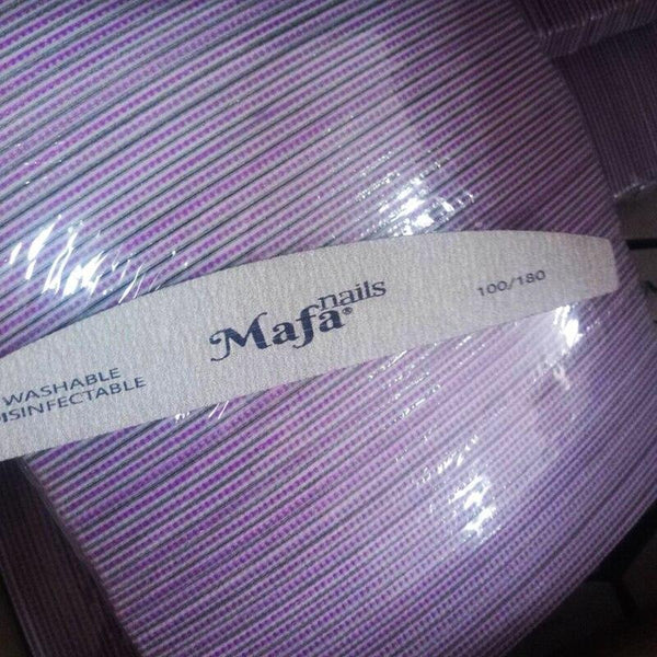 Planet Gates 100 pcs  Half-Moon Nail File Grit 100-180  Sand File Professional Nail File Doubled-Sides Washable 100 Nail File Manicure Tools