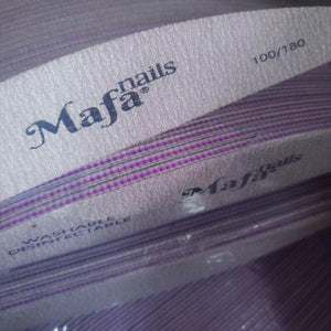 Planet Gates 100 pcs  Half-Moon Nail File Grit 100-180  Sand File Professional Nail File Doubled-Sides Washable 100 Nail File Manicure Tools