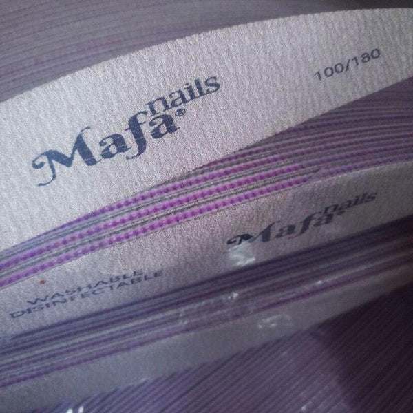 Planet Gates 100 pcs  Half-Moon Nail File Grit 100-180  Sand File Professional Nail File Doubled-Sides Washable 100 Nail File Manicure Tools