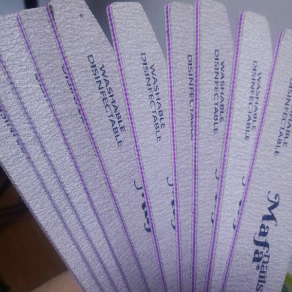 Planet Gates 100 pcs  Half-Moon Nail File Grit 100-180  Sand File Professional Nail File Doubled-Sides Washable 100 Nail File Manicure Tools