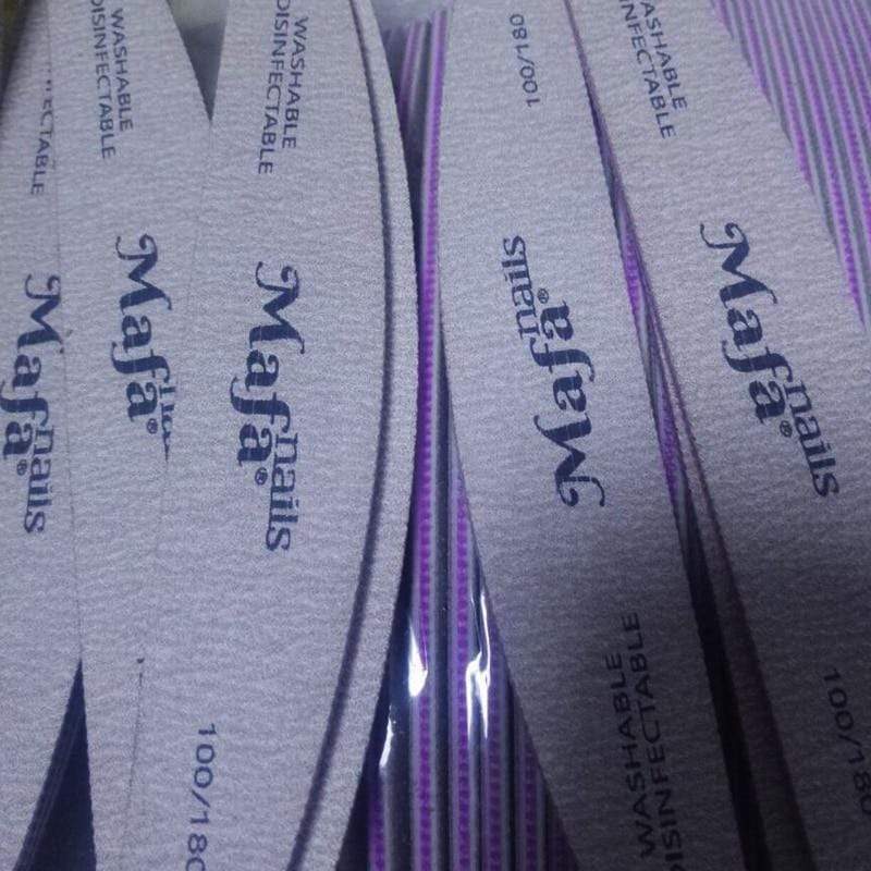 Planet Gates 100 pcs  Half-Moon Nail File Grit 100-180  Sand File Professional Nail File Doubled-Sides Washable 100 Nail File Manicure Tools