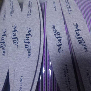 Planet Gates 100 pcs  Half-Moon Nail File Grit 100-180  Sand File Professional Nail File Doubled-Sides Washable 100 Nail File Manicure Tools