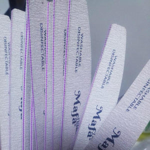 Planet Gates 100 pcs  Half-Moon Nail File Grit 100-180  Sand File Professional Nail File Doubled-Sides Washable 100 Nail File Manicure Tools