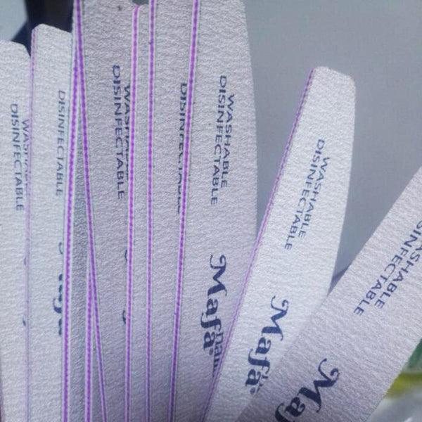 Planet Gates 100 pcs  Half-Moon Nail File Grit 100-180  Sand File Professional Nail File Doubled-Sides Washable 100 Nail File Manicure Tools