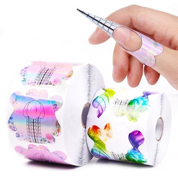 Planet Gates 100 Pcs/Lot French Nail Form Tips Nail Extension Art Tools 24 Designs Acrylic Curve False Nails Art DIY Guide Forms Manicure Set