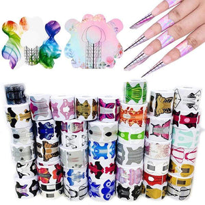 Planet Gates 100 Pcs/Lot French Nail Form Tips Nail Extension Art Tools 24 Designs Acrylic Curve False Nails Art DIY Guide Forms Manicure Set