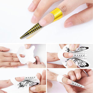 Planet Gates 100 Pcs/Lot French Nail Form Tips Nail Extension Art Tools 24 Designs Acrylic Curve False Nails Art DIY Guide Forms Manicure Set