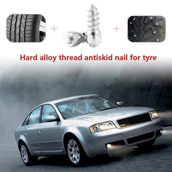 Planet Gates 100 Pcs Stud Screw 12mm Auto Car SUV ATV Anti-Slip Screw Stud Wheel Tyre Snow Tire Spikes Trim Winter Roadway Safety Tire Chains