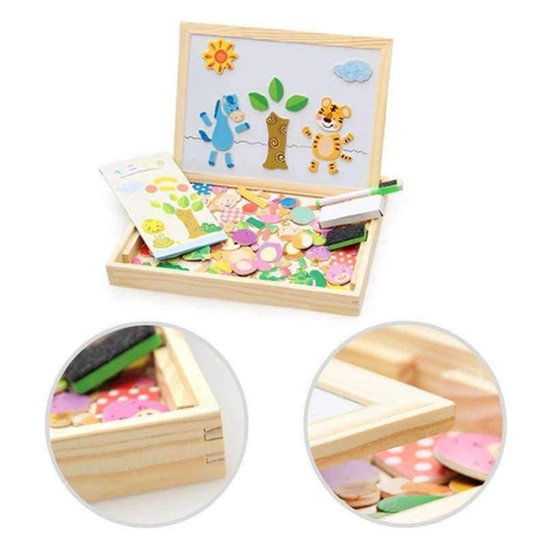 Planet Gates 100+PCS Wooden Magnetic Puzzle Figure/Animals/ Vehicle /Circus Drawing Board 5 styles Box Educational Toy Gift