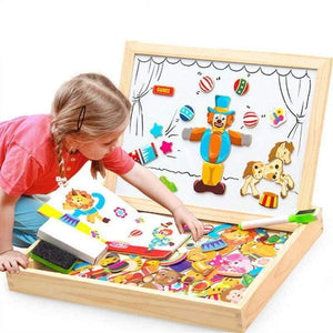 Planet Gates 100+PCS Wooden Magnetic Puzzle Figure/Animals/ Vehicle /Circus Drawing Board 5 styles Box Educational Toy Gift