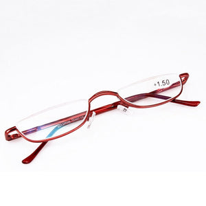Planet Gates +100 / Red Seemfly Fashion Style Small Half Frame Reading Glasses Ultralight Clear Presbyopic Glasses Portable Gift For Old Men And Women
