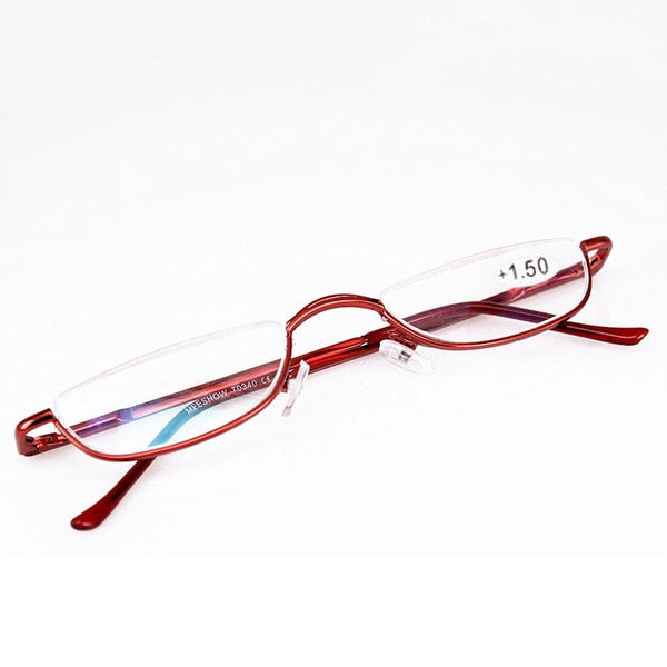 Planet Gates +100 / Red Seemfly Fashion Style Small Half Frame Reading Glasses Ultralight Clear Presbyopic Glasses Portable Gift For Old Men And Women