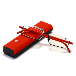 Planet Gates +100 / red with box 2021 Men Half Frame Comfy Light Reading Glasses Portable Fashion Unisex Eyewear Degree +1+1.5+2+2.5+3+3.5+4 Presbyopic Glasses