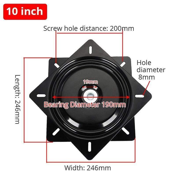 Planet Gates 100001025 10inch Swivel Chair Plate Fishing Marine Seat Swivel Plate 360 Degree Furniture Rotary Full Solid Steel Ball Bearing Rotating