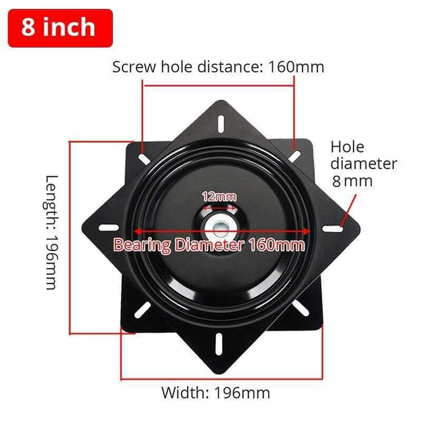 Planet Gates 100001025 8inch Swivel Chair Plate Fishing Marine Seat Swivel Plate 360 Degree Furniture Rotary Full Solid Steel Ball Bearing Rotating