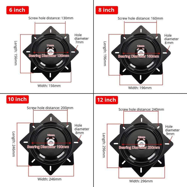 Planet Gates 100001025 Swivel Chair Plate Fishing Marine Seat Swivel Plate 360 Degree Furniture Rotary Full Solid Steel Ball Bearing Rotating