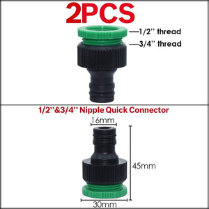 Planet Gates 100001834 05KSL01-033-2PCS Garden Tap Adapters Quick Connectors 1/2" 3/4"  Drip Irrigation Water Splitters Female Thread Male Nipple Joint 1/4" Hose