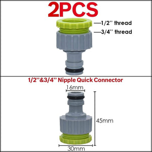Planet Gates 100001834 05KSL01-044B-2PCS Garden Tap Adapters Quick Connectors 1/2" 3/4"  Drip Irrigation Water Splitters Female Thread Male Nipple Joint 1/4" Hose