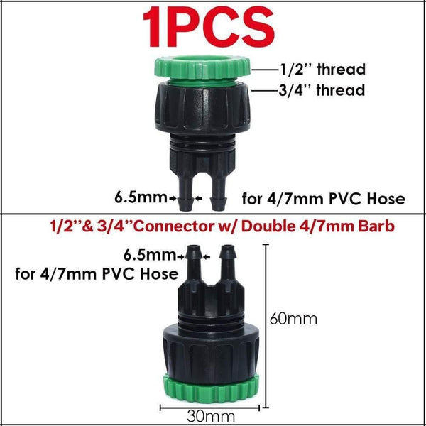 Planet Gates 100001834 05KSL01-124-1PCS Garden Tap Adapters Quick Connectors 1/2" 3/4"  Drip Irrigation Water Splitters Female Thread Male Nipple Joint 1/4" Hose