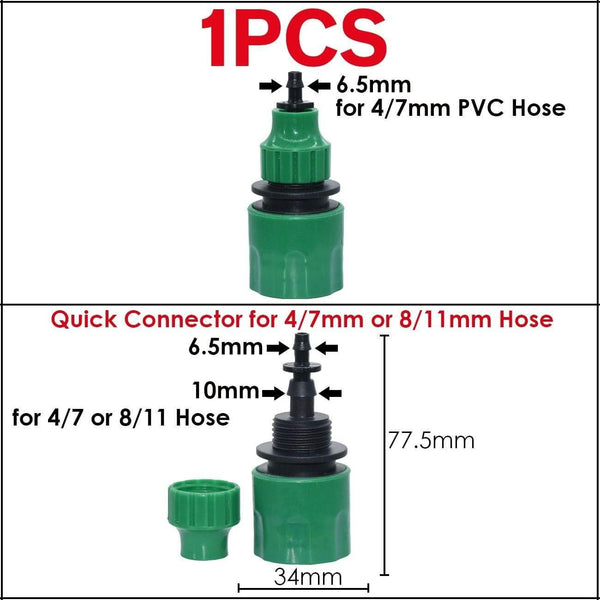 Planet Gates 100001834 05KSL01-168-1PCS Garden Tap Adapters Quick Connectors 1/2" 3/4"  Drip Irrigation Water Splitters Female Thread Male Nipple Joint 1/4" Hose