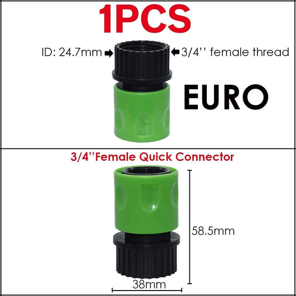 Planet Gates 100001834 05KSL01-182-EURO-F Garden Tap Adapters Quick Connectors 1/2" 3/4"  Drip Irrigation Water Splitters Female Thread Male Nipple Joint 1/4" Hose