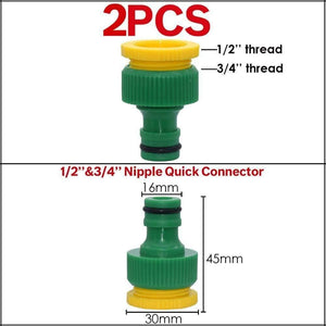 Planet Gates 100001834 05KSL01-201-2PCS Garden Tap Adapters Quick Connectors 1/2" 3/4"  Drip Irrigation Water Splitters Female Thread Male Nipple Joint 1/4" Hose