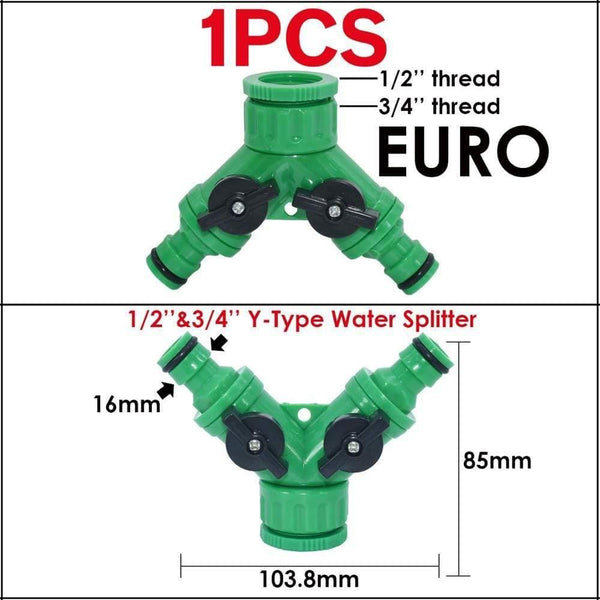 Planet Gates 100001834 05KSL01-207-EURO Garden Tap Adapters Quick Connectors 1/2" 3/4"  Drip Irrigation Water Splitters Female Thread Male Nipple Joint 1/4" Hose