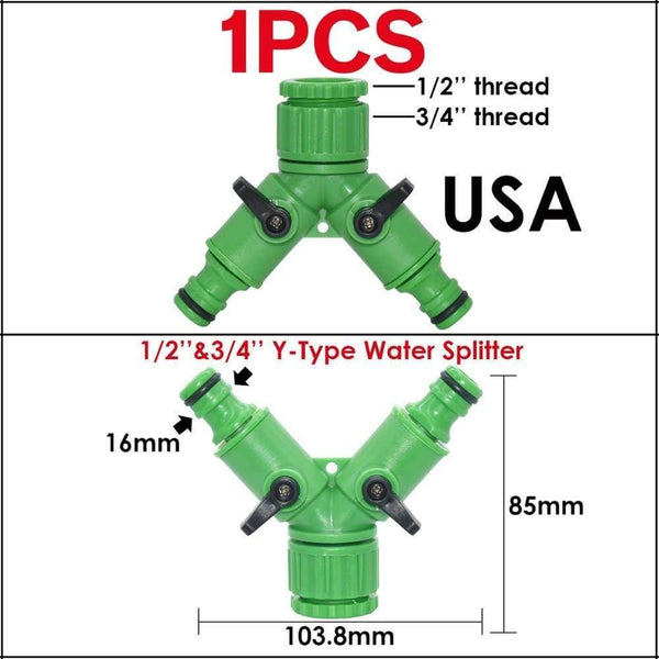 Planet Gates 100001834 05KSL01-208-USA Garden Tap Adapters Quick Connectors 1/2" 3/4"  Drip Irrigation Water Splitters Female Thread Male Nipple Joint 1/4" Hose