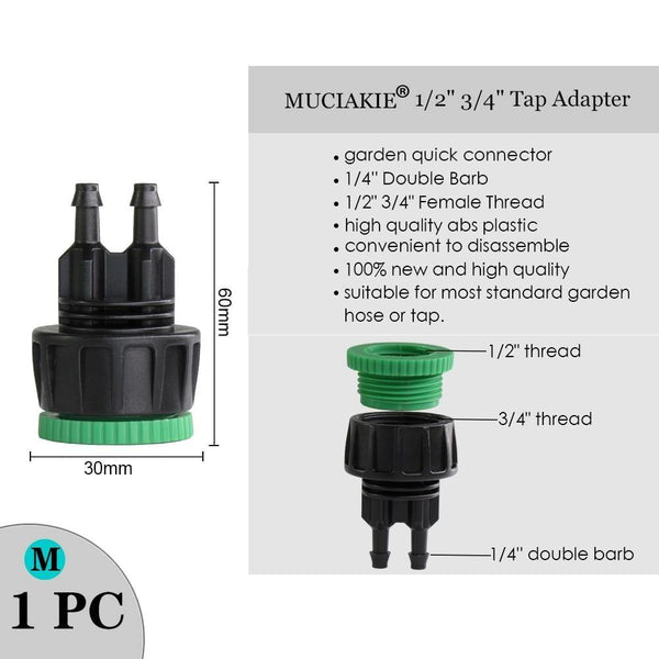 Planet Gates 100001834 1PC x M Variety Style Garden Tap 1/2" 3/4" Male Female Thread Nipple Joint 1/4" Hose Quick Connector Irrigation Water Splitters
